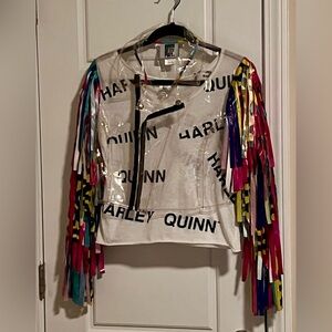 Harley Quinn t shirt and fringe jacket